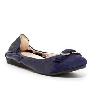 COLE HAAN | Navy Elme Leather and Suede Flats 6